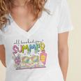 All Booked For Summer Reading Beach Floral Bookish Book Girl Women's Jersey Short Sleeve Deep V-Neck Tshirt