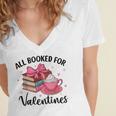 All Booked For Valentine Teacher Valentines Day Book Lover Women's Jersey Short Sleeve Deep V-Neck Tshirt