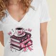 All Booked For Valentine's Teacher Coquette Bow Coffee Book Women's Jersey Short Sleeve Deep V-Neck Tshirt All Booked For Valentine's Teacher Coquette Bow Coffee Book Women's Jersey Short Sleeve Deep V-Neck Tshirt