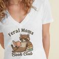 Bookish Feral Moms Book Club Raccoon Mother's Day Bookworm Women's Jersey Short Sleeve Deep V-Neck Tshirt