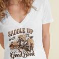 Bookish Retro Western Cowgirl Texas Book Lover Novel Reader Women's Jersey Short Sleeve Deep V-Neck Tshirt Bookish Retro Western Cowgirl Texas Book Lover Novel Reader Women's Jersey Short Sleeve Deep V-Neck Tshirt