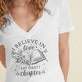 Books I Believe In Love At First Chapter Book Lover Women's Jersey Short Sleeve Deep V-Neck Tshirt