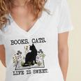 Books Cats Life Is Sweet Cat Book Lover Men Women Teen Women's Jersey Short Sleeve Deep V-Neck Tshirt Books Cats Life Is Sweet Cat Book Lover Men Women Teen Women's Jersey Short Sleeve Deep V-Neck Tshirt