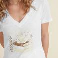 Books Coffee And Quiet Places Literature Women's Jersey Short Sleeve Deep V-Neck Tshirt