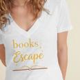 Books Are My Escape Simple Reading Quote Women's Jersey Short Sleeve Deep V-Neck Tshirt