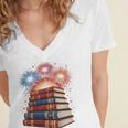 Books Fireworks 4th Of July Bookworm Patriotic Reader Women's Jersey Short Sleeve Deep V-Neck Tshirt Books Fireworks 4th Of July Bookworm Patriotic Reader Women's Jersey Short Sleeve Deep V-Neck Tshirt