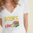 Books Are My Love Language Stack Women's Jersey Short Sleeve Deep V-Neck Tshirt Books Are My Love Language Stack Women's Jersey Short Sleeve Deep V-Neck Tshirt