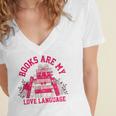 Books Are My Love Language Valentine Book Lover Women's Jersey Short Sleeve Deep V-Neck Tshirt Books Are My Love Language Valentine Book Lover Women's Jersey Short Sleeve Deep V-Neck Tshirt