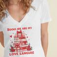 Books Are My Love Language Valentine Book Reading Teacher Women's Jersey Short Sleeve Deep V-Neck Tshirt Books Are My Love Language Valentine Book Reading Teacher Women's Jersey Short Sleeve Deep V-Neck Tshirt