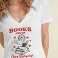 Books Are My LoveLanguage Cupid Valentines Women's Jersey Short Sleeve Deep V-Neck Tshirt Books Are My LoveLanguage Cupid Valentines Women's Jersey Short Sleeve Deep V-Neck Tshirt