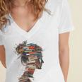 Books Lover Women Art Colorful Drawing Graphic Books Women's Jersey Short Sleeve Deep V-Neck Tshirt