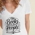 I Like Books More Than People Quote Women's Jersey Short Sleeve Deep V-Neck Tshirt