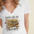 Books Are My Therapy Vintage Book Lover Daisy Art Women's Jersey Short Sleeve Deep V-Neck Tshirt Books Are My Therapy Vintage Book Lover Daisy Art Women's Jersey Short Sleeve Deep V-Neck Tshirt