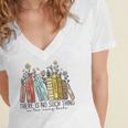 Books Wildflowers There Is No Such Thing As Too Many Books Women's Jersey Short Sleeve Deep V-Neck Tshirt
