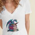 Bookworm Please I'm A Book Dragon Blue Dragon Women's Jersey Short Sleeve Deep V-Neck Tshirt
