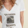 Bronte Novel Wuthering Heights Moorland Gothic Book Cover Women's Jersey Short Sleeve Deep V-Neck Tshirt Bronte Novel Wuthering Heights Moorland Gothic Book Cover Women's Jersey Short Sleeve Deep V-Neck Tshirt