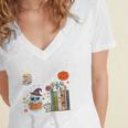 Carve Out Time To Read Halloween Ghost Books Raglan Baseball Tee Women's Jersey Short Sleeve Deep V-Neck Tshirt