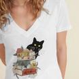 Cat And Books Flowers Reading Club Cat Lover Bookworm Women's Jersey Short Sleeve Deep V-Neck Tshirt Cat And Books Flowers Reading Club Cat Lover Bookworm Women's Jersey Short Sleeve Deep V-Neck Tshirt