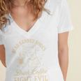 Cat Read Banned Books Drink Coffee Fight Evil Women's Jersey Short Sleeve Deep V-Neck Tshirt