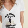 Cat I Read Banned Books Shirt Bookworm Avid Reader For Men Women Kids Women's Jersey Short Sleeve Deep V-Neck Tshirt