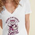 Cat Reading Is My Favorite Sport Retro Book Lover Women's Jersey Short Sleeve Deep V-Neck Tshirt Cat Reading Is My Favorite Sport Retro Book Lover Women's Jersey Short Sleeve Deep V-Neck Tshirt