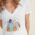 Cat Reading a Romance BookI Like My Books Extra Spicy Women's Jersey Short Sleeve Deep V-Neck Tshirt