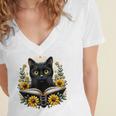 Cat For Women Book Lover Cute Cat And Book Women's Jersey Short Sleeve Deep V-Neck Tshirt Cat For Women Book Lover Cute Cat And Book Women's Jersey Short Sleeve Deep V-Neck Tshirt