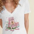 Caution Slippery When Reading Book Reader Women's Jersey Short Sleeve Deep V-Neck Tshirt