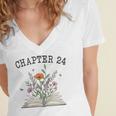 Chapter 24 Book Lovers & Readers 24th Birthday Wildflowers Women's Jersey Short Sleeve Deep V-Neck Tshirt Chapter 24 Book Lovers & Readers 24th Birthday Wildflowers Women's Jersey Short Sleeve Deep V-Neck Tshirt