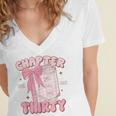 Chapter Thirty Est 1995 Cute 30th Birthday Book Bow Coquette Women's Jersey Short Sleeve Deep V-Neck Tshirt Chapter Thirty Est 1995 Cute 30th Birthday Book Bow Coquette Women's Jersey Short Sleeve Deep V-Neck Tshirt