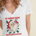 Christmas Bookish He Knows What You'Ve Been Reading Women Women's Jersey Short Sleeve Deep V-Neck Tshirt