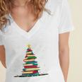 Christmas Tree Of Books Holiday Women's Jersey Short Sleeve Deep V-Neck Tshirt Christmas Tree Of Books Holiday Women's Jersey Short Sleeve Deep V-Neck Tshirt