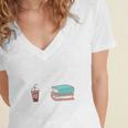 Coffee And Books Women's Jersey Short Sleeve Deep V-Neck Tshirt
