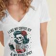 I Like My Coffee ICY & My Books Spicy For Book Lovers Women's Jersey Short Sleeve Deep V-Neck Tshirt I Like My Coffee ICY & My Books Spicy For Book Lovers Women's Jersey Short Sleeve Deep V-Neck Tshirt