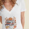 Cozy Autumn Books Fully Booked For Fall Books Pumpkin Women's Jersey Short Sleeve Deep V-Neck Tshirt Cozy Autumn Books Fully Booked For Fall Books Pumpkin Women's Jersey Short Sleeve Deep V-Neck Tshirt