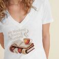 Cozy My Weekend Is Books Blankets Reading Tea Lover Premium Women's Jersey Short Sleeve Deep V-Neck Tshirt