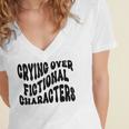 Crying Over Fictional Characters Book Lovers Women's Jersey Short Sleeve Deep V-Neck Tshirt Crying Over Fictional Characters Book Lovers Women's Jersey Short Sleeve Deep V-Neck Tshirt