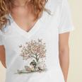 Cute Fairy Reading Fairycore Aesthetic Book Lover Women's Jersey Short Sleeve Deep V-Neck Tshirt