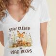 Cute Fox Stay Clever Read Books For Librarian Or Bookworm Women's Jersey Short Sleeve Deep V-Neck Tshirt Cute Fox Stay Clever Read Books For Librarian Or Bookworm Women's Jersey Short Sleeve Deep V-Neck Tshirt