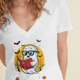 Cute Ghost Reading Book Retro Halloween Librarian Women's Jersey Short Sleeve Deep V-Neck Tshirt Cute Ghost Reading Book Retro Halloween Librarian Women's Jersey Short Sleeve Deep V-Neck Tshirt