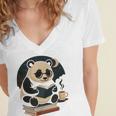 Cute Panda Reading Book Under Moon Bookworm Coffee Lover Women's Jersey Short Sleeve Deep V-Neck Tshirt Cute Panda Reading Book Under Moon Bookworm Coffee Lover Women's Jersey Short Sleeve Deep V-Neck Tshirt