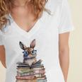 Cute Reading Bunny With Glasses Books Bookworm Reader Book Premium Tri-Blend Women's Jersey Short Sleeve Deep V-Neck Tshirt Cute Reading Bunny With Glasses Books Bookworm Reader Book Premium Tri-Blend Women's Jersey Short Sleeve Deep V-Neck Tshirt