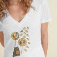 Cute Reading Cat With Kitten Dandelion Flowers Book Lover Women's Jersey Short Sleeve Deep V-Neck Tshirt Cute Reading Cat With Kitten Dandelion Flowers Book Lover Women's Jersey Short Sleeve Deep V-Neck Tshirt