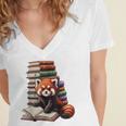 Cute Red Panda Reading Book Animal Bookworm Women's Jersey Short Sleeve Deep V-Neck Tshirt Cute Red Panda Reading Book Animal Bookworm Women's Jersey Short Sleeve Deep V-Neck Tshirt