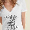 Dark Romance Shirt Women Smutt Book Merch I Have No Triggers Women's Jersey Short Sleeve Deep V-Neck Tshirt