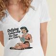 Defying Censorship One Page At a Time Read Banned Books Women's Jersey Short Sleeve Deep V-Neck Tshirt