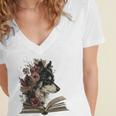 Dog Book Flower Women's Jersey Short Sleeve Deep V-Neck Tshirt