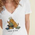 Dog Cooking The Books Women's Jersey Short Sleeve Deep V-Neck Tshirt