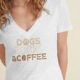 Dogs Books & Coffee Women's Jersey Short Sleeve Deep V-Neck Tshirt
