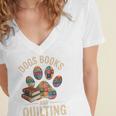 Dogs Books And Quilting Women's Jersey Short Sleeve Deep V-Neck Tshirt Dogs Books And Quilting Women's Jersey Short Sleeve Deep V-Neck Tshirt